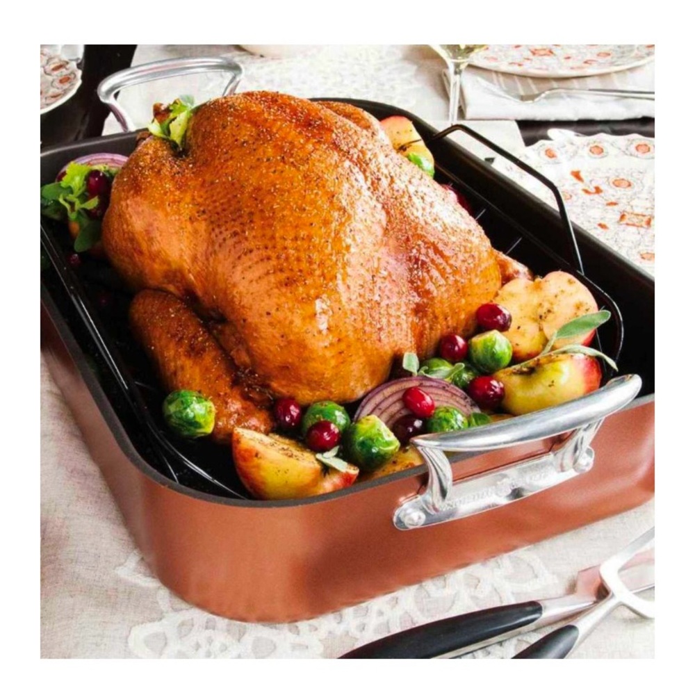 Nordic Ware Extra Large Copper Roaster With Rack - Picture 3 of 9